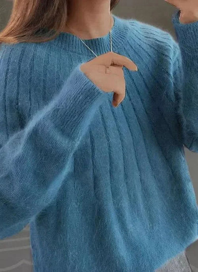 Shereen™ | Round Neck Fluffy Sweater