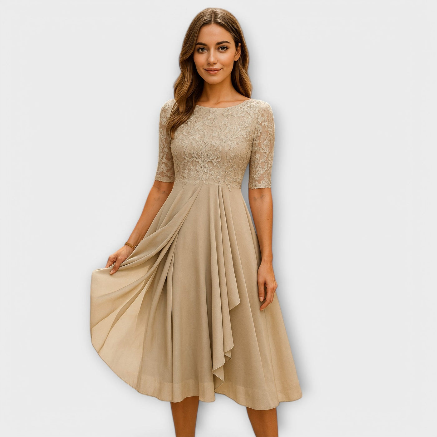 Martha™ | Midi Dress With Lace Sleeve