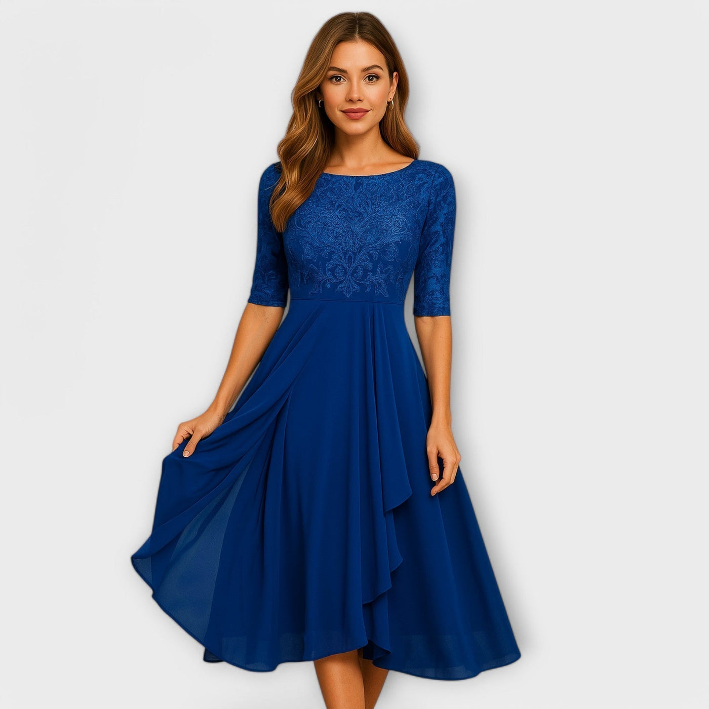 Martha™ | Midi Dress With Lace Sleeve