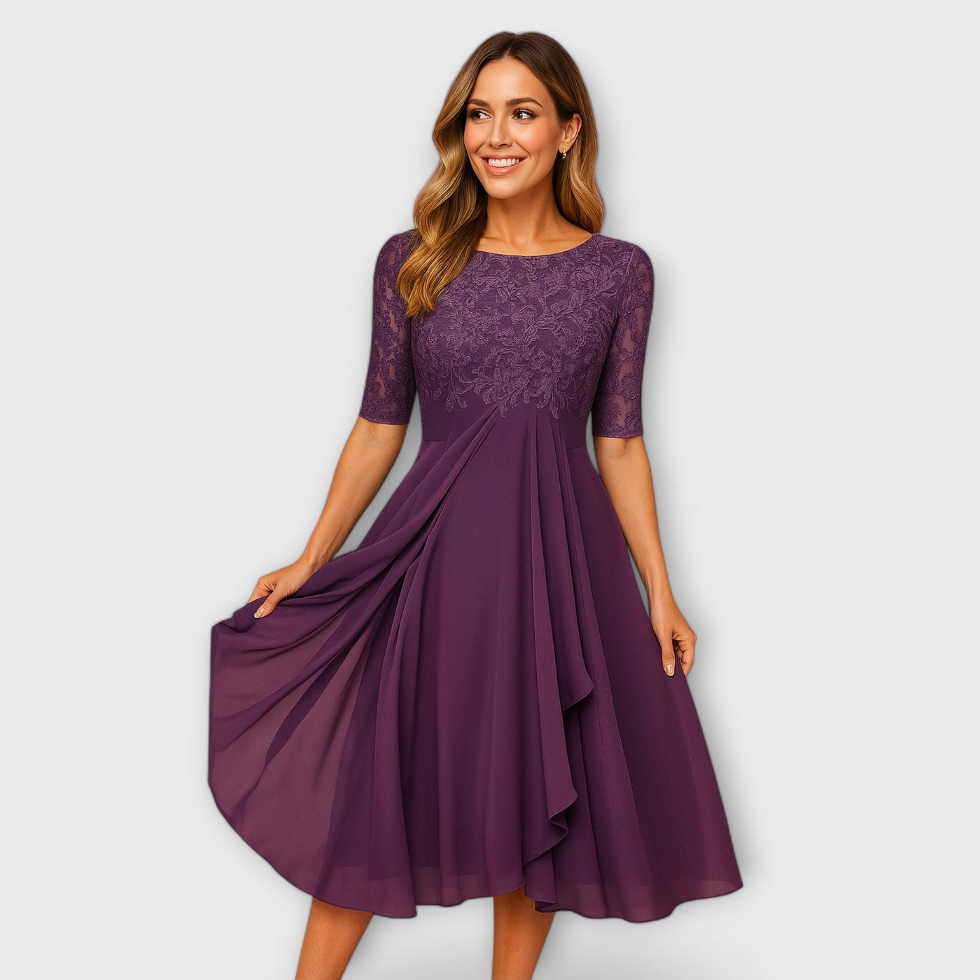 Martha™ | Midi Dress With Lace Sleeve