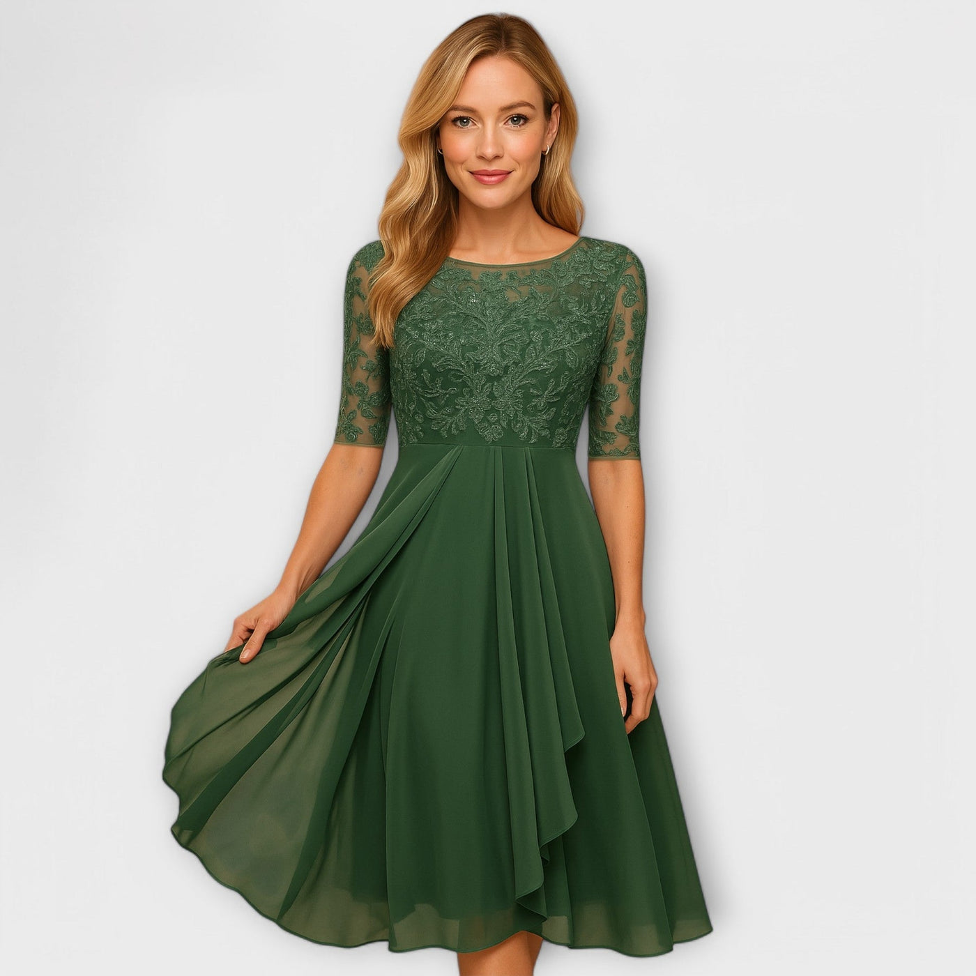 Martha™ | Midi Dress With Lace Sleeve
