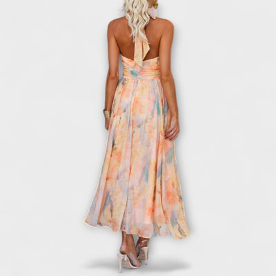 Halter™ | Neck Aquarell Print Maxi Dress