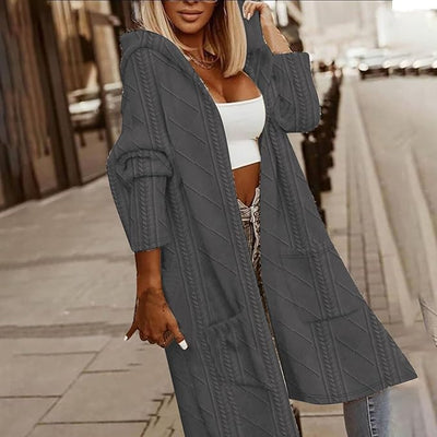 Cytheria™ | Long-Sleeved Cable-Knit Hooded Cardigan
