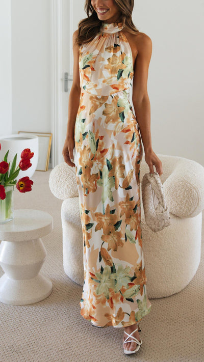 Shannon™ | Floral Halter Maxi Dress