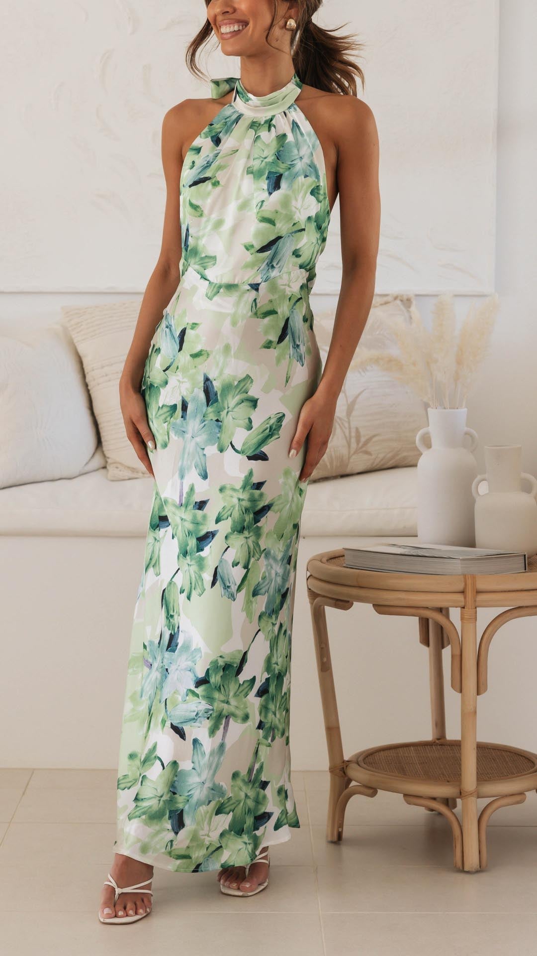 Shannon™ | Floral Halter Maxi Dress