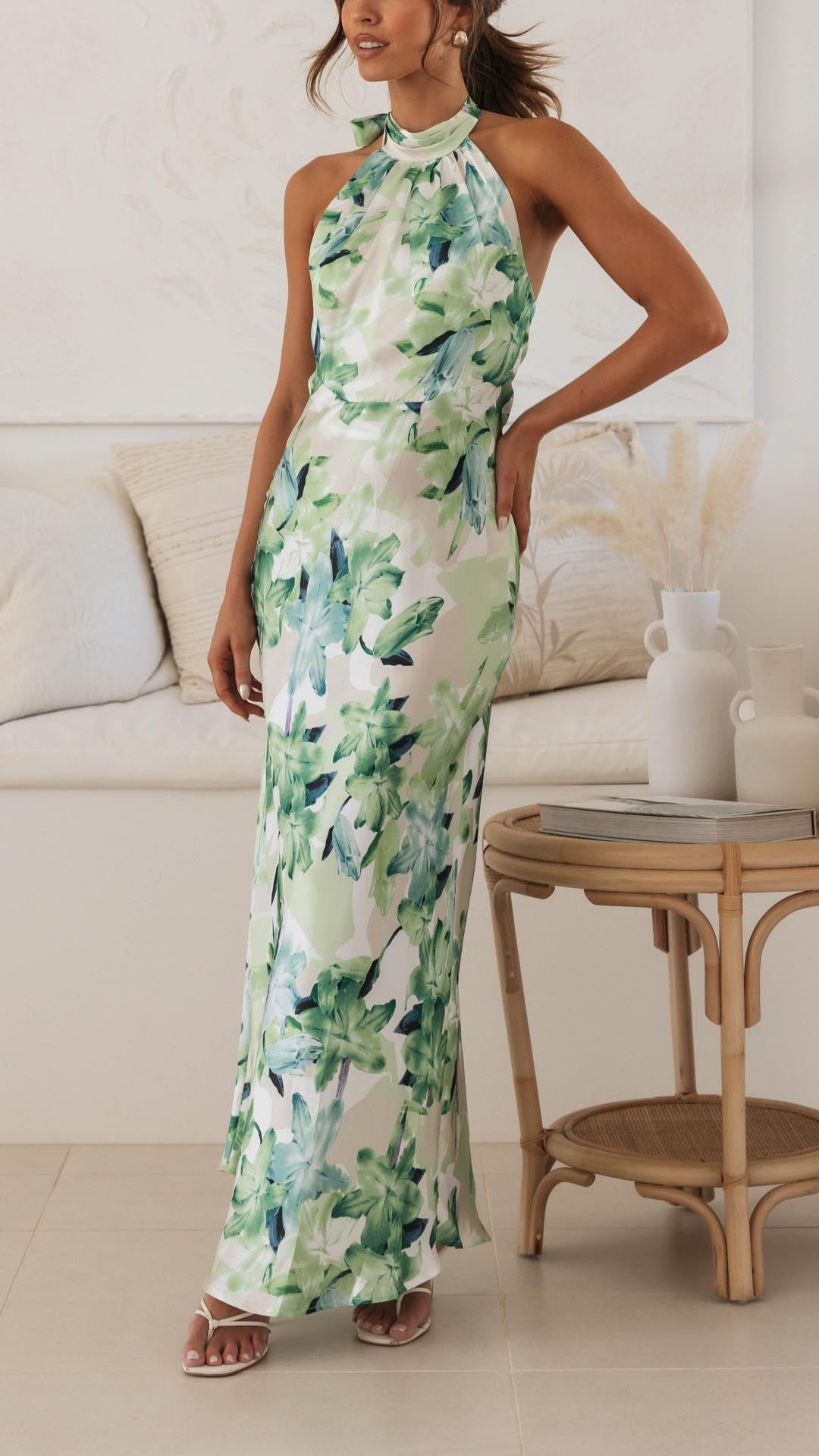 Shannon™ | Floral Halter Maxi Dress