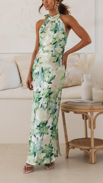 Shannon™ | Floral Halter Maxi Dress