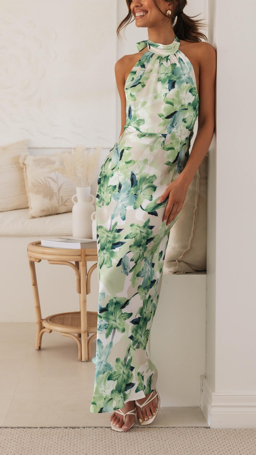 Shannon™ | Floral Halter Maxi Dress