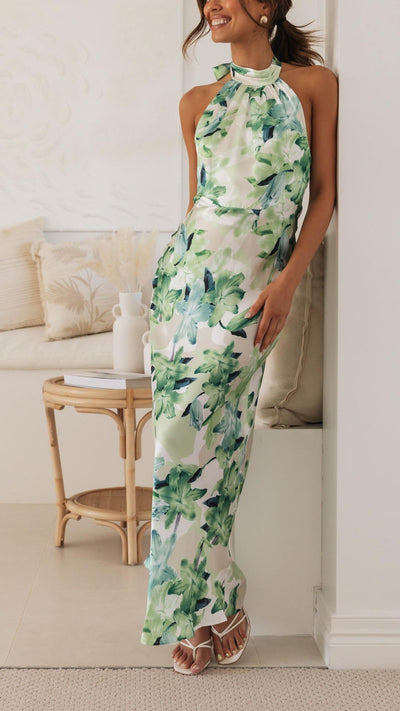 Shannon™ | Floral Halter Maxi Dress