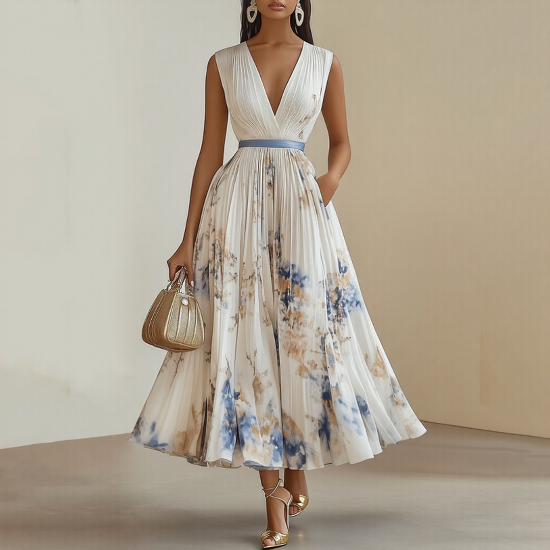 Roma™ | Elegant Pleated Maxi Dress