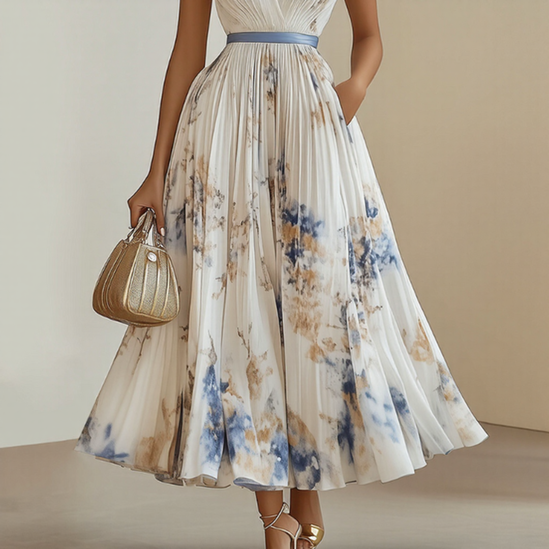 Roma™ | Elegant Pleated Maxi Dress