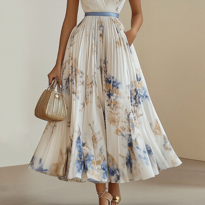 Roma™ | Elegant Pleated Maxi Dress
