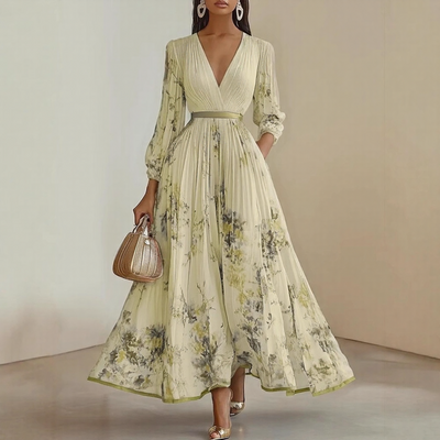 Roma™ | Elegant Pleated Maxi Dress