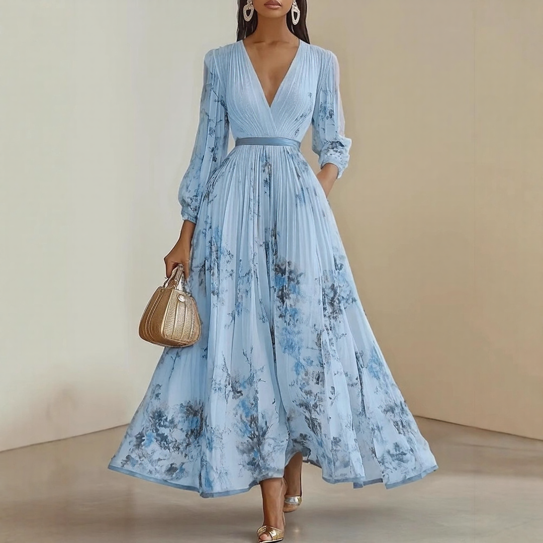 Roma™ | Elegant Pleated Maxi Dress