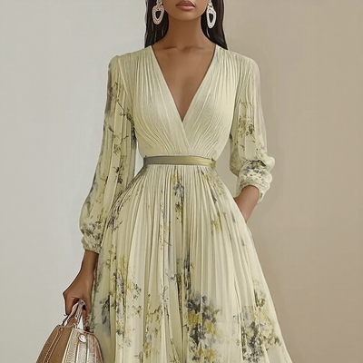 Roma™ | Elegant Pleated Maxi Dress