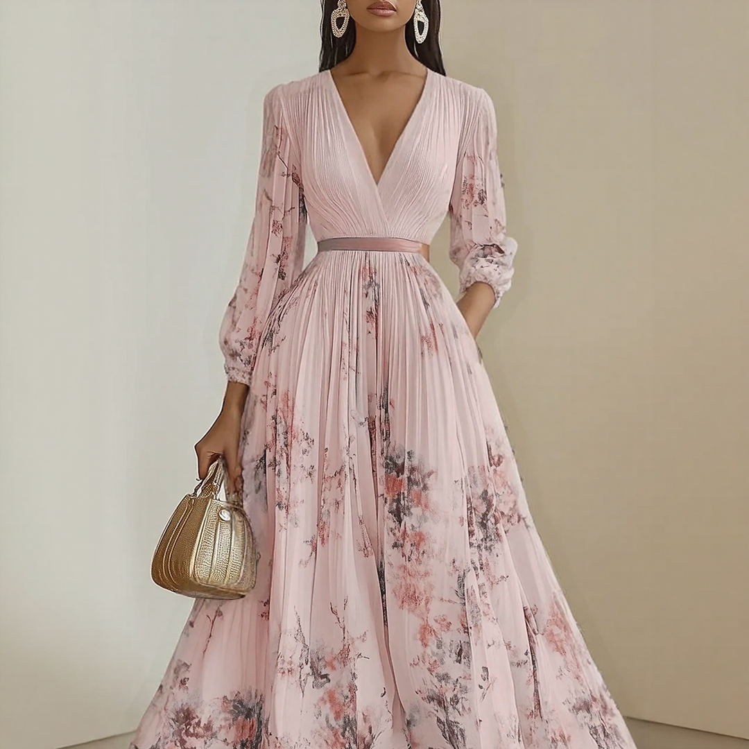 Roma™ | Elegant Pleated Maxi Dress