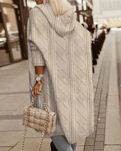 Cytheria™ | Long-Sleeved Cable-Knit Hooded Cardigan