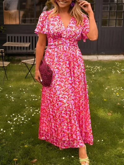 Sampaio™ | Elegant Dress With V-Neck And Floral Print
